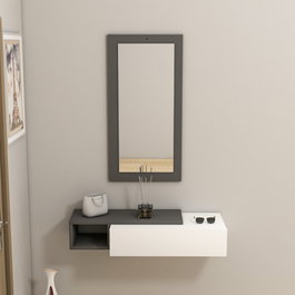 Hanah Home Vien Aparador con Espejo Antracita y Blanco